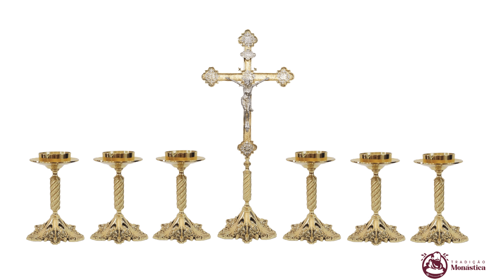 Conjunto De Castiçais Para Altar e Cruz - 7 Peças - Igreja